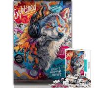 1000 Pieces Jigsaw Puzzles For Teens And Adults Wolf with Headphones 1000 Pieces for Teenagers,Decompressing Intellectual Educational Toy Perfect Decoration 38x26cm