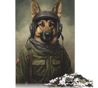 1000 Pieces Jigsaw Puzzles German Shepherd Soldier Creative Square Jigsaw Puzzles for Adults And Wooden Puzzles Challenging Game 1000pcs (75x50cm)