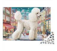 1000 Pieces Jigsaw Puzzles Gift Set - A White Poodle on City Street Home Decoration Puzzle Challenging Jigsaw Great Gift for Adults 70x50cm/1000pcs