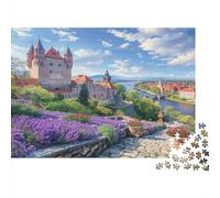 1000 Pieces Jigsaw Puzzles Gift Set - Castle View over Lavender Town Home Decoration Puzzle Challenging Jigsaw Great Gift for Adults 52x38cm/1000pcs