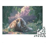1000 Pieces Jigsaw Puzzles Gift Set - Cat Peeking through Green Leaves Home Decoration Puzzle Pet Challenging Jigsaw Great Gift for Adults 70x50cm/1000pcs