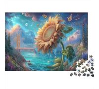 1000 Pieces Jigsaw Puzzles Gift Set - Iced Sunflowers by The Bridge Home Decoration Puzzle Scenery Challenging Jigsaw Great Gift for Adults 52x38cm/1000pcs