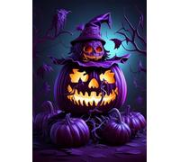 1000 Pieces Jigsaw Puzzles Halloween Abstract Purple Pumpkin Holiday Themed Largemalist Puzzle Game For Adults Jigsaw Puzzles Gift For Countdown To Halloween38x52cm