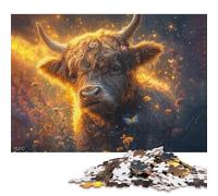 1000 Pieces Jigsaw Puzzles Highland Cow in Golden Light Creative Square Jigsaw Puzzles for Adults And Wooden Puzzles Challenging Game 1000pcs (75x50cm)