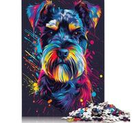 1000 Pieces Jigsaw Puzzles Miniature Schnauzer DJ Neon Jigsaw Puzzle for Adults Cardboard Puzzles Fun at Home Activities, Birthday Present,Travel Gifts, Size : 38x26cm