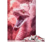 1000 Pieces Jigsaw Puzzles Pink Snake with Smoke Creative Square Jigsaw Puzzles for Adults And Wooden Puzzles Challenging Game 1000pcs (75x50cm)