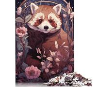 1000 Pieces Jigsaw Puzzles 'Red Panda Art Nouveau Creative Square Jigsaw Puzzles for Adults And Wooden Puzzles Challenging Game 1000pcs (75x50cm)