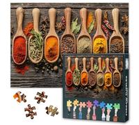 1000 Pieces Jigsaw Puzzles - Retro Herbs & Spices Art: Vintage Kitchen Ingredients Design for Adults, Challenging 1000 Piece Puzzle - 27.5x19.7 in