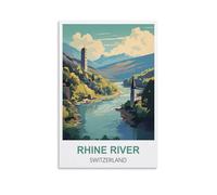 1000 Pieces Jigsaw Puzzles，Rhine River Switzerland Posters Puzzle 1000 parts paper puzzle adult children learning toys family decompression game 52x38CM