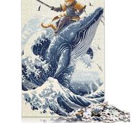 1000 Pieces Jigsaw Puzzles Samurai Cat Whale Ninja Creative Square Jigsaw Puzzles for Adults And Paper Puzzles Challenging Game 38x26cm/1000pcs