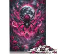 1000 Pieces Jigsaw Puzzles Spider with Jewels in Pink Landscape Creative Square Jigsaw Puzzles for Adults And Wooden Puzzles Challenging Game 1000pcs (75x50cm)