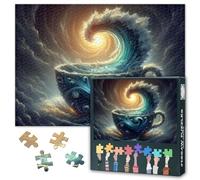 1000 Pieces Jigsaw Puzzles Storm in a Tea Cup - Funny Puzzle for Adults Family Decompression Adult Difficult Challenge Huge Waves in a Tea Cup Jigsaw Puzzle Gift 27.5"X19.7"