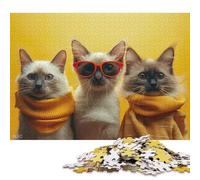 1000 Pieces Jigsaw Puzzles Three Stylish Cats Creative Square Jigsaw Puzzles for Adults And Paper Puzzles Challenging Game 38x26cm/1000pcs