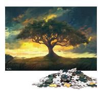 1000 Pieces Jigsaw Puzzles Tree of Life at Sunset Painting Square Jigsaw Puzzles, for Adults And Paperboard Puzzles Jigsaw Puzzle - Challenging Game 38x26cm/1000pcs