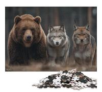 1000 Pieces Jigsaw Puzzles Wild Trio Bear, Wolf, Lynx Creative Square Jigsaw Puzzles for Adults And Wooden Puzzles Challenging Game 1000pcs (75x50cm)