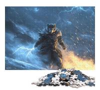 1000 Pieces Jigsaw Puzzles Wolf Warrior with Lightning Creative Square Jigsaw Puzzles for Adults And Wooden Puzzles Challenging Game 1000pcs (75x50cm)