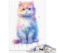 1000 Pieces Jigsaw Scottish Fold Cat Painting Jigsaw Educational Game Toy Family Decoration Adults Challenging 1000pcs (38x26cm)