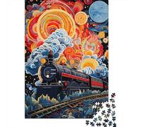 1000 Pieces Jigsaws Adults Puzzles 蒸汽火车艺术插图 Adult Puzzles Anti-Stress Toys Difficult Challenge Difficult And Challenge 38x26cm/1000pcs