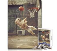 1000 Pieces Jigsaws Adults Puzzles A Dog Playing Basketball Toys Educational Games Difficult Challenge DIY Toys Size 50x75cm