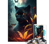 1000 Pieces Jigsaws Adults Puzzles A Fiery Black Panther Fun Activities at Home A Work of Art Brain Teaser Game for Ages 14 And over (38X52CM)