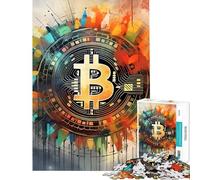 1000 Pieces Jigsaws Adults Puzzles Abstract Bitcoin Logo Art Jigsaw Puzzle Hands-on Game Staycation Kill Time Unique Gifts for Birthday And Christmas (Size 50x75cm)