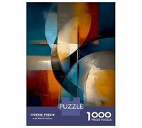 1000 Pieces Jigsaws Adults Puzzles Abstract Curved Intersection - Blue, Gold & Ivory Geometry Adult Puzzles Anti-Stress Toys Difficult Challenge Difficult And Challenge 52x38cm/1000pcs