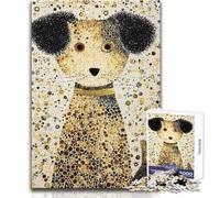 1000 Pieces Jigsaws Adults Puzzles Abstract Dog Portrait with Circle Pattern Toys Educational Games Difficult Challenge DIY Toys Size 38x26cm