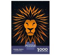 1000 Pieces Jigsaws Adults Puzzles Abstract Lion Vector Portrait with Spiked Mane Adult Jigsaw Brain Teaser Game Presents for Women Parent-child Interaction 52x38cm/1000pcs
