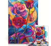 1000 Pieces Jigsaws Adults Puzzles Abstract Style Multi Roses, Educational Games, Analysis And Logic, Birthday Present,Travel Gifts, 38x26cm
