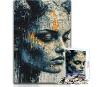 1000 Pieces Jigsaws Adults Puzzles Abstract Woman Portrait with Horns Toys Educational Games Difficult Challenge DIY Toys Size 50x75cm