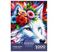 1000 Pieces Jigsaws Adults Puzzles Acrylic Majestic Blossoming Wolf Puzzle for Adults Anti-Stress Toys Pattern Assembly Parent-child Interaction 38x26cm/1000pcs
