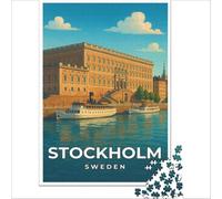 1000 Pieces Jigsaws Adults Puzzles Affiche Stockholm Suède Staycation Kill Time Family Game Gifts for Women Men 38x26cm