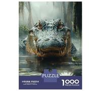 1000 Pieces Jigsaws Adults Puzzles Alligator in Swamp with Lily Pad Jigsaw for Adults Brain Teaser Game Analysis And Logic Unique Gifts for Birthday And Christmas 52x38cm/1000pcs