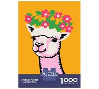 1000 Pieces Jigsaws Adults Puzzles Alpaca with Flower Crown Jigsaw for Adults Fun Games Staycation Kill Time Unique Gifts for Birthday And Christmas 52x38cm/1000pcs