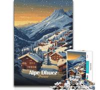 1000 Pieces Jigsaws Adults Puzzles Alpe D'huez Ski Village Hand Speed Race Impossible Game for And from 14 Years And over (size 50x75cm)