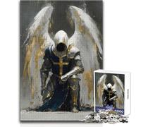 1000 Pieces Jigsaws Adults Puzzles Angel Knight in Prayer Educational Games Stress Reliever Gift For Birthdays Size 38x26cm