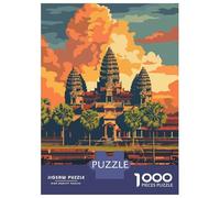 1000 Pieces Jigsaws Adults Puzzles Angkor Wat Temple Sunset Puzzle for Adults Anti-Stress Toys Pattern Assembly Parent-child Interaction 70x50cm/1000pcs