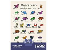 1000 Pieces Jigsaws Adults Puzzles Animal Alphabet in Spanish Jigsaws for Adults Toy Wall Decor Hand Speed Race Unique Gifts for Birthday And Christmas 70x50cm/1000pcs
