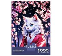 1000 Pieces Jigsaws Adults Puzzles Anime Cat in Kimono Puzzles for Adults Family Game Presents for Women Unique Gifts for Birthday And Christmas 52x38cm/1000pcs