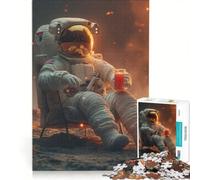 1000 Pieces Jigsaws Adults Puzzles Astronaut And Drink, Fun Games, Train Your Brain And Hands, Deal As Gifts for The Whole Family 50x75cm