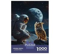 1000 Pieces Jigsaws Adults Puzzles Astronaut Meets Cosmic Owl Jigsaw for Adults Toy Wall Decor Hand Speed Race Difficult And Challenge 38x26cm/1000pcs