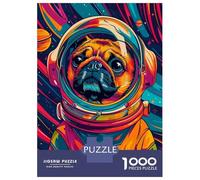 1000 Pieces Jigsaws Adults Puzzles Astronaut Pug Space Animal Puzzle for Adults Brain Teaser Game Pattern Assembly Difficult And Challenge 52x38cm/1000pcs