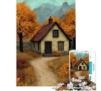 1000 Pieces Jigsaws Adults Puzzles Autumn Cottage in The Mountains Puzzle for Adults Hands-on Game Home Decoration for Is Ideal As A Gifts (Size 50x75cm)