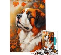 1000 Pieces Jigsaws Adults Puzzles Autumn Saint Bernard- Brain Teaser Game Toy Intellectual Game Birthday Gifts Wall Decoration (size 38x26cm)