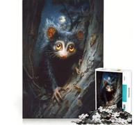 1000 Pieces Jigsaws Adults Puzzles Aye-aye Lemur in The Night Forest, Hands-on Game, Precision Cutting, Birthday Present, Gifts, 38x52cm