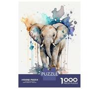 1000 Pieces Jigsaws Adults Puzzles Baby Elephant Watercolor Puzzles for Adults Family Game Presents for Women Unique Gifts for Birthday And Christmas 38x26cm/1000pcs