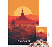1000 Pieces Jigsaws Adults Puzzles Bagan Sunset Myanmar Quality Family Leisure at Home Unique Christmas (38X26cm)