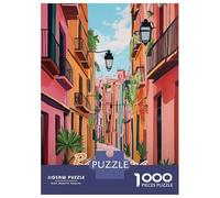 1000 Pieces Jigsaws Adults Puzzles Barcelona Street Painting Puzzle for Adults Brain Teaser Game Analysis And Logic for Is Ideal As A Gift 70x50cm/1000pcs
