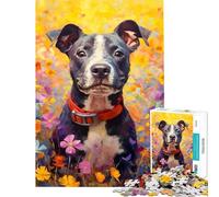 1000 Pieces Jigsaws Adults Puzzles Bit Bull Pup Fun Activities at Home A Work of Art Brain Teaser Game for Ages 14 And over (38X52cm)