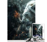 1000 Pieces Jigsaws Adults Puzzles Black Lion Vs White One Toy Wall Decor Great Gift for Games Relax Games Improving Love between Couples Size 38x52cm